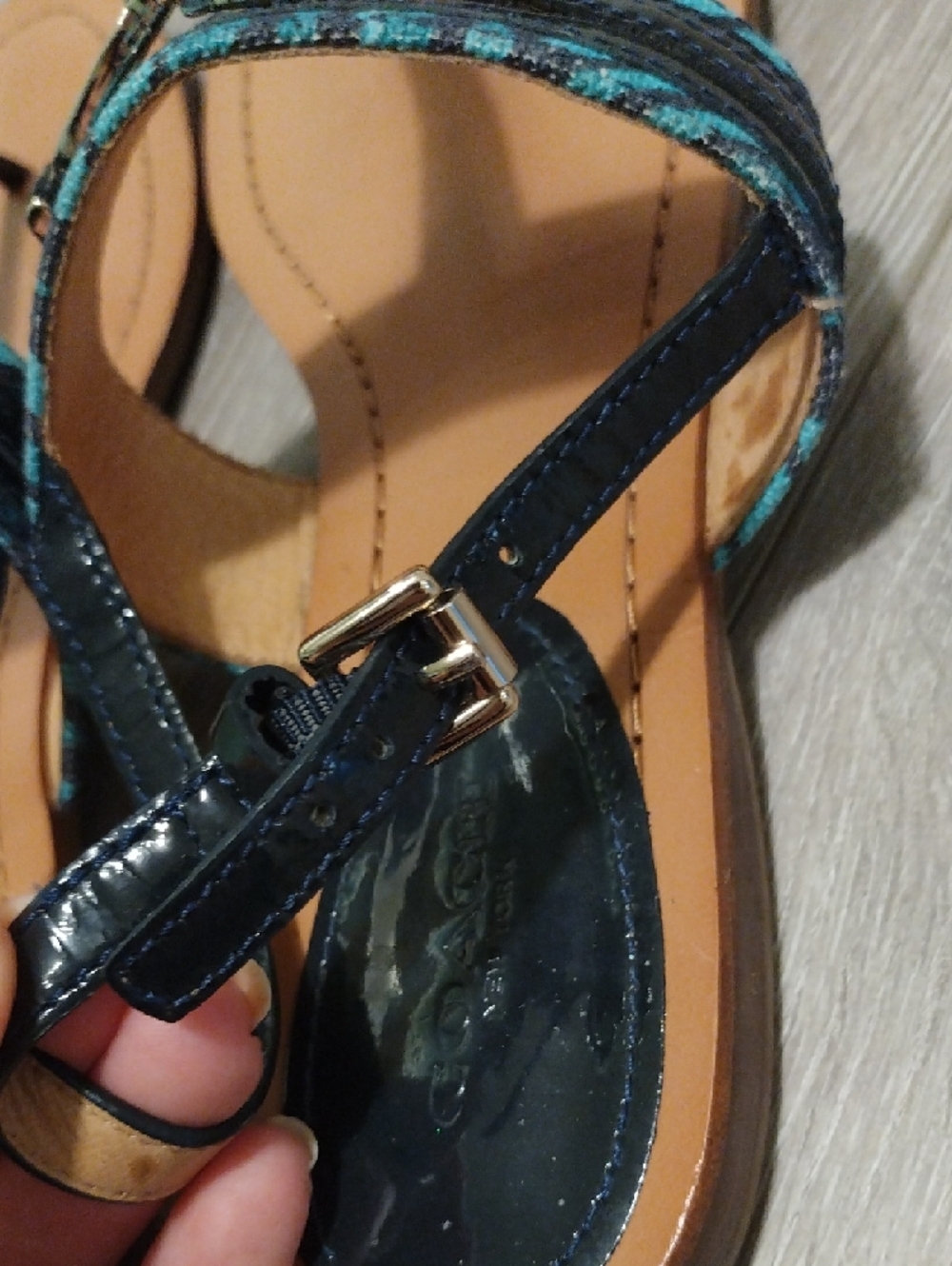 Coach Women’s Teal & Black Sandals - Picture 6 of 17